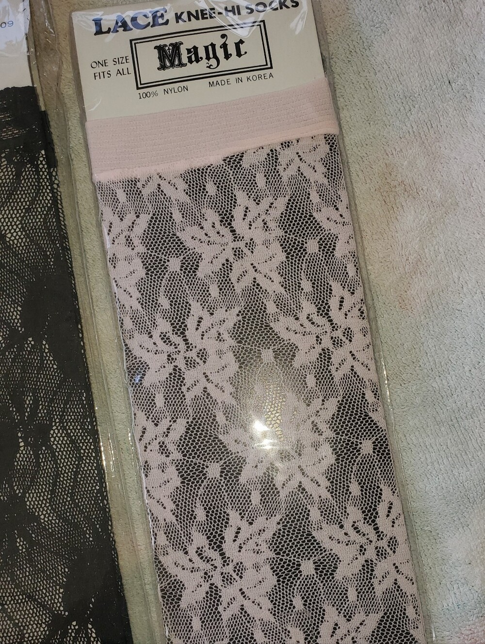 Two Vintage Knee High stocking. Both Deadstock / New/ Goth / Retro